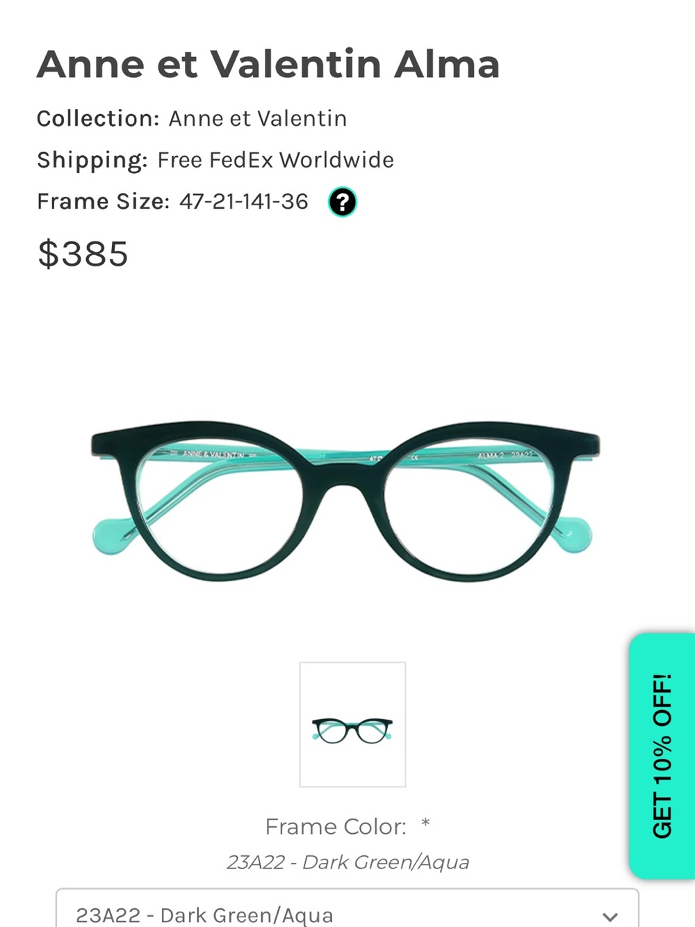 Anne et Valentin Alma Eyeglasses